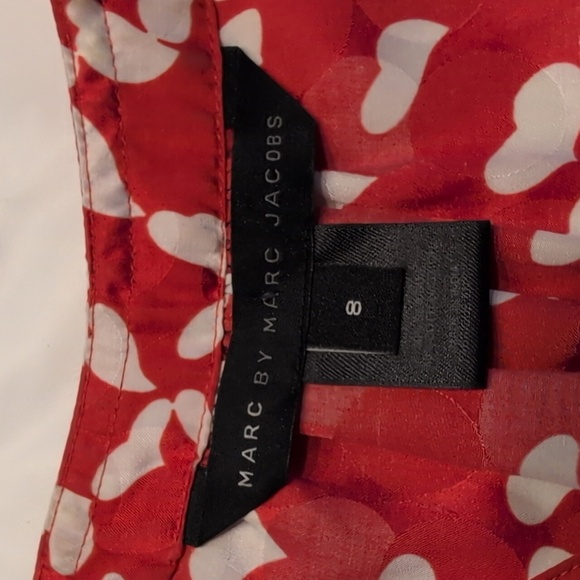 Marc By Marc Jacobs Flock Of Hearts Red And White Top Size 8 - Picture 5 of 8